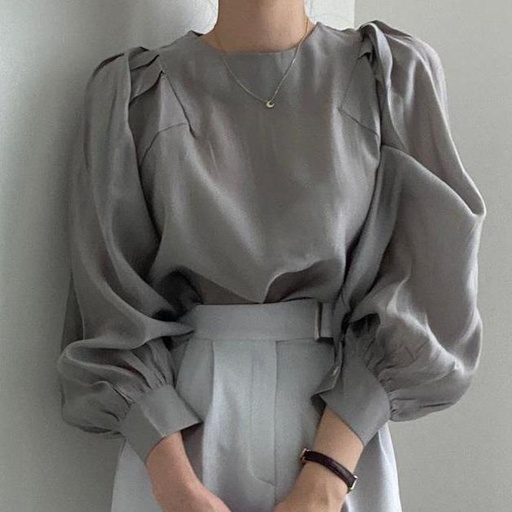 Áo tay phồng cổ tròn